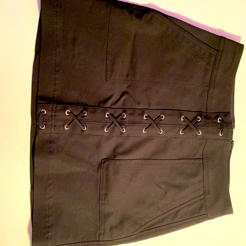 Faux-leather black skirt